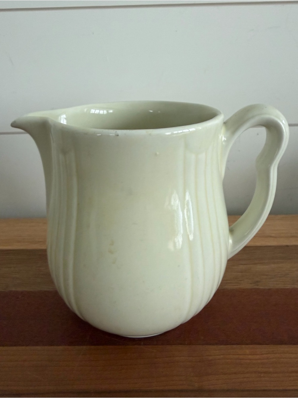 Hall Ivory Radiance Utility Pitcher Ribbed Deco Design Uranium Glaze